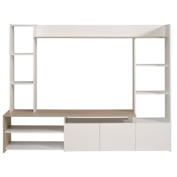 OREGON TV-Möbel mit Dekor in Eiche und Weiß - B 197 cm