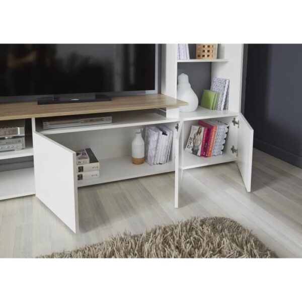 OREGON TV-Möbel mit Dekor in Eiche und Weiß - B 197 cm