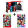 Nintendo Switch Konsole mit Neon Joy-Con Pair + Super Mario Odyssey + Mario Kart 8 Deluxe